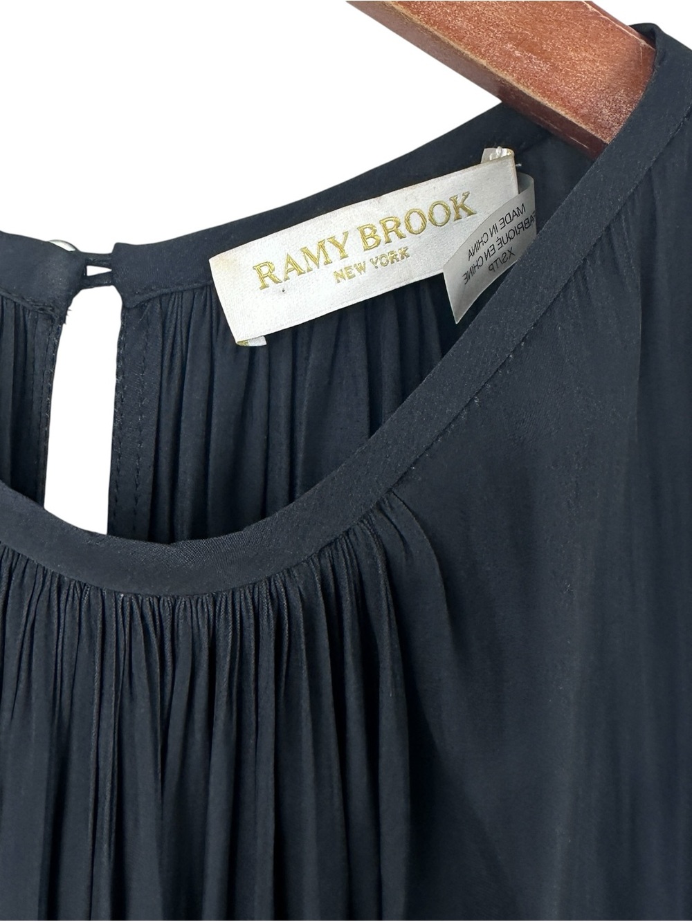 RAMY BROOK Audrey Dress Smocked Midi Blouson Sleeveless Black - Picture 7 of 8